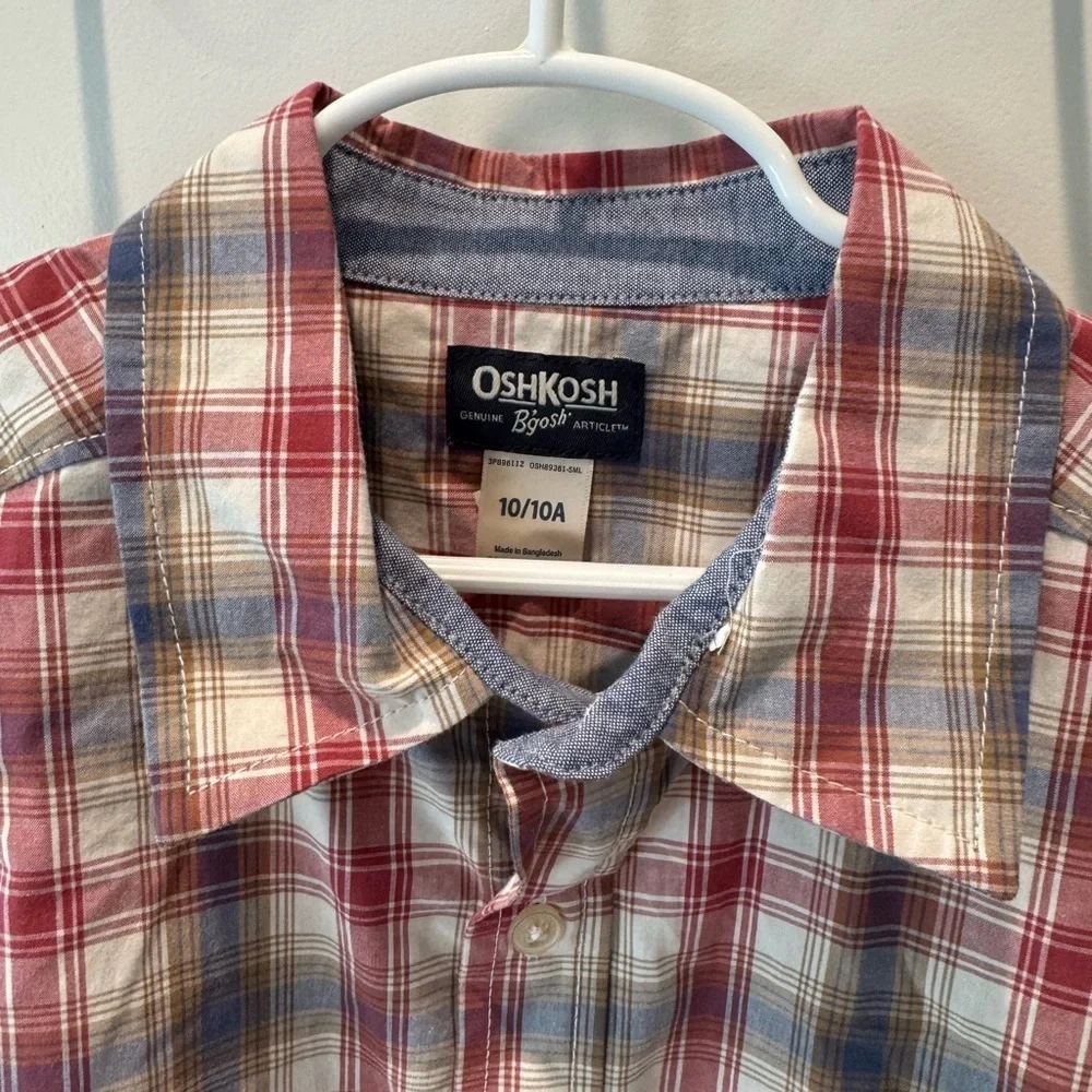 NWT Osh Kosh B’gosh plaid long sleeve dress shirt. Size 10